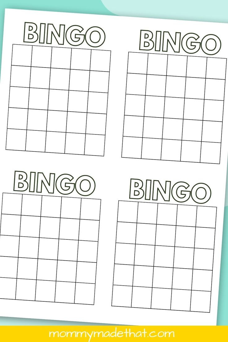 Bingo Card Templates (Free Printables!) intended for Blank Bingo Cards 4x4