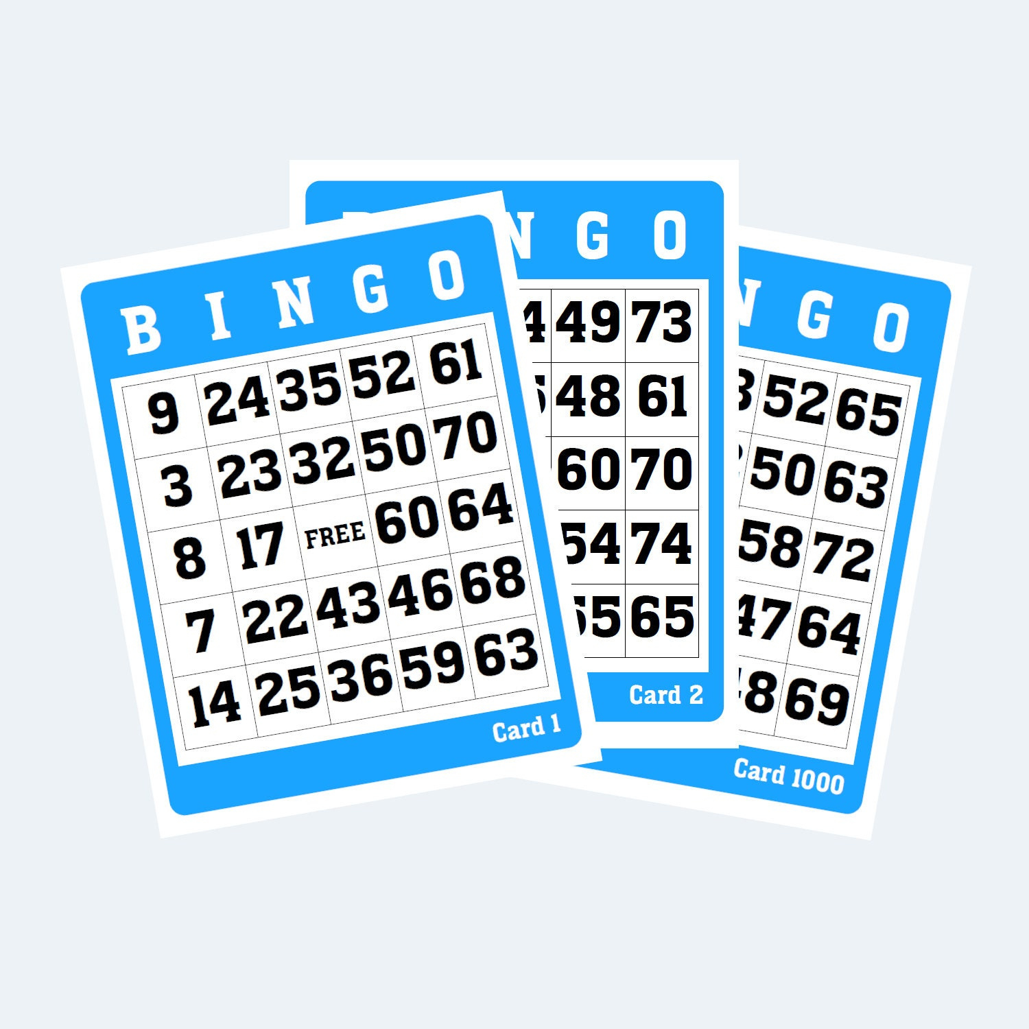 Bingokarten – 1 Bis 75 Blaue Bingokarten, 4 Pro Seite – 250 Seiten with regard to 1000 Paper Bingo Cards