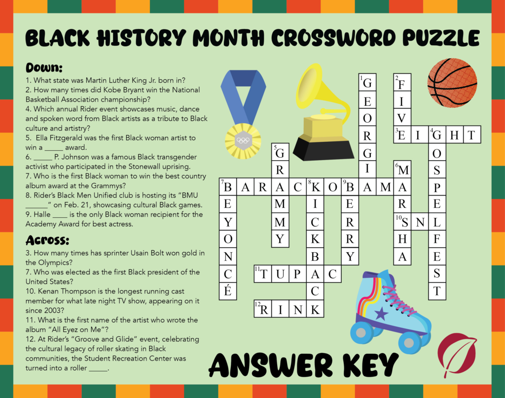 Black History Month Crossword And Answer Key – The Rider News with Black History Month Crossword Puzzles Printable