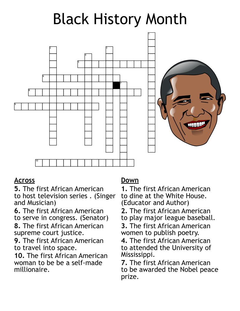 Black History Month Crossword - Wordmint pertaining to Black History Crossword Puzzles Printable