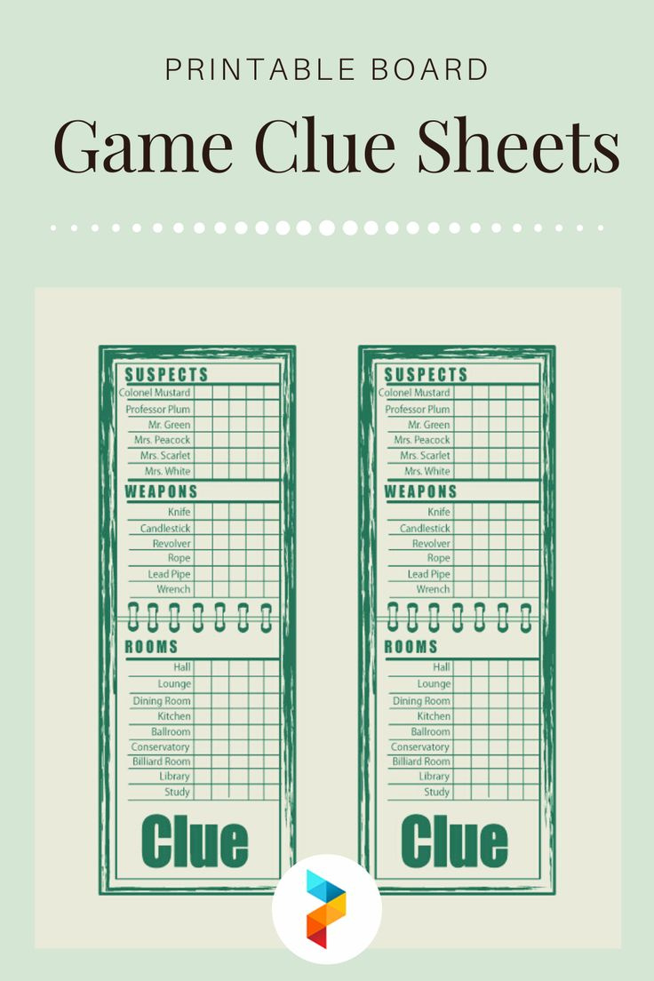 Board Game Clue Sheets - 10 Free Pdf Printables | Printablee with Clue Jr Sheets Printable Free