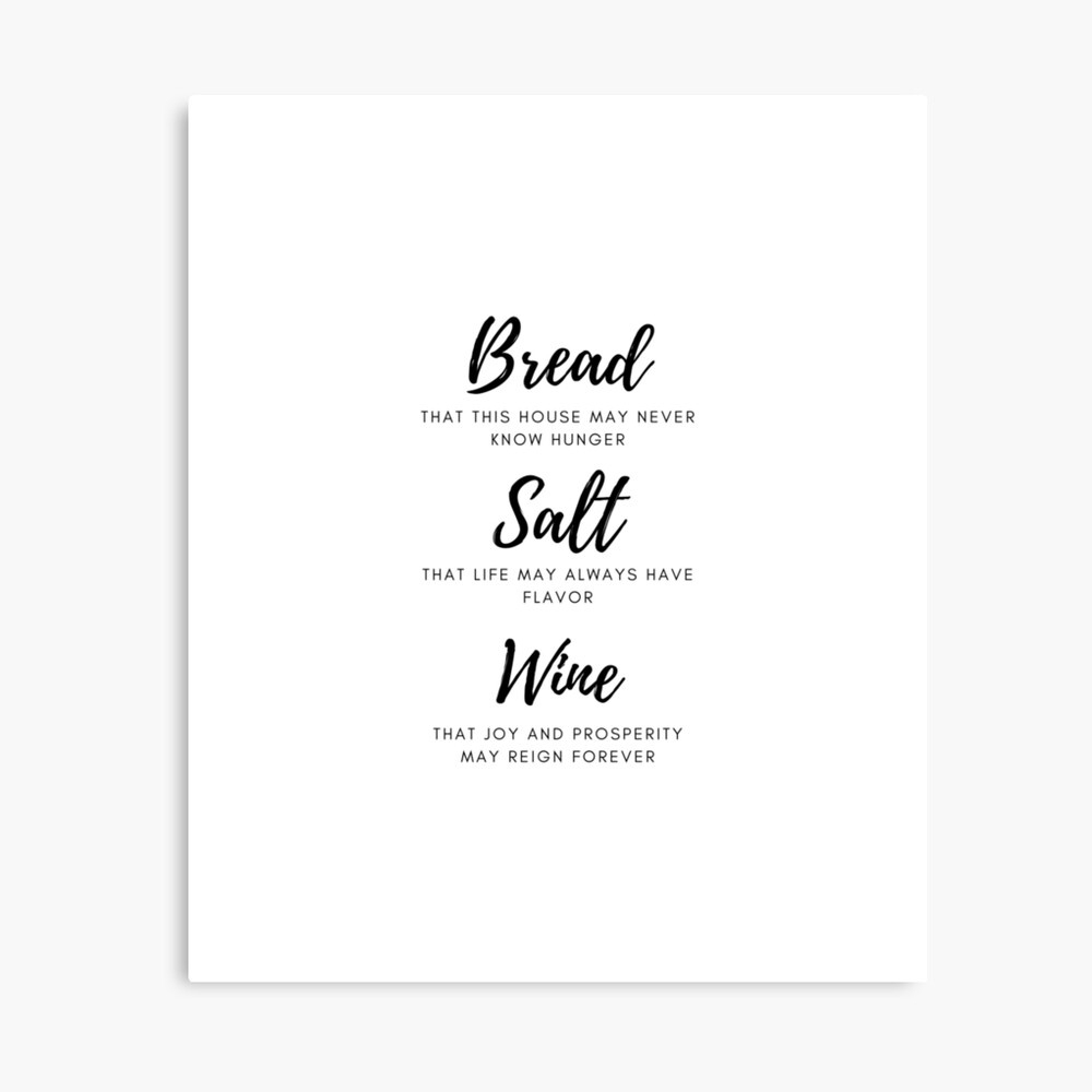 Bread Salt Wine Quote Blessing | Canvas Print regarding Bread Salt Wine Printable Free