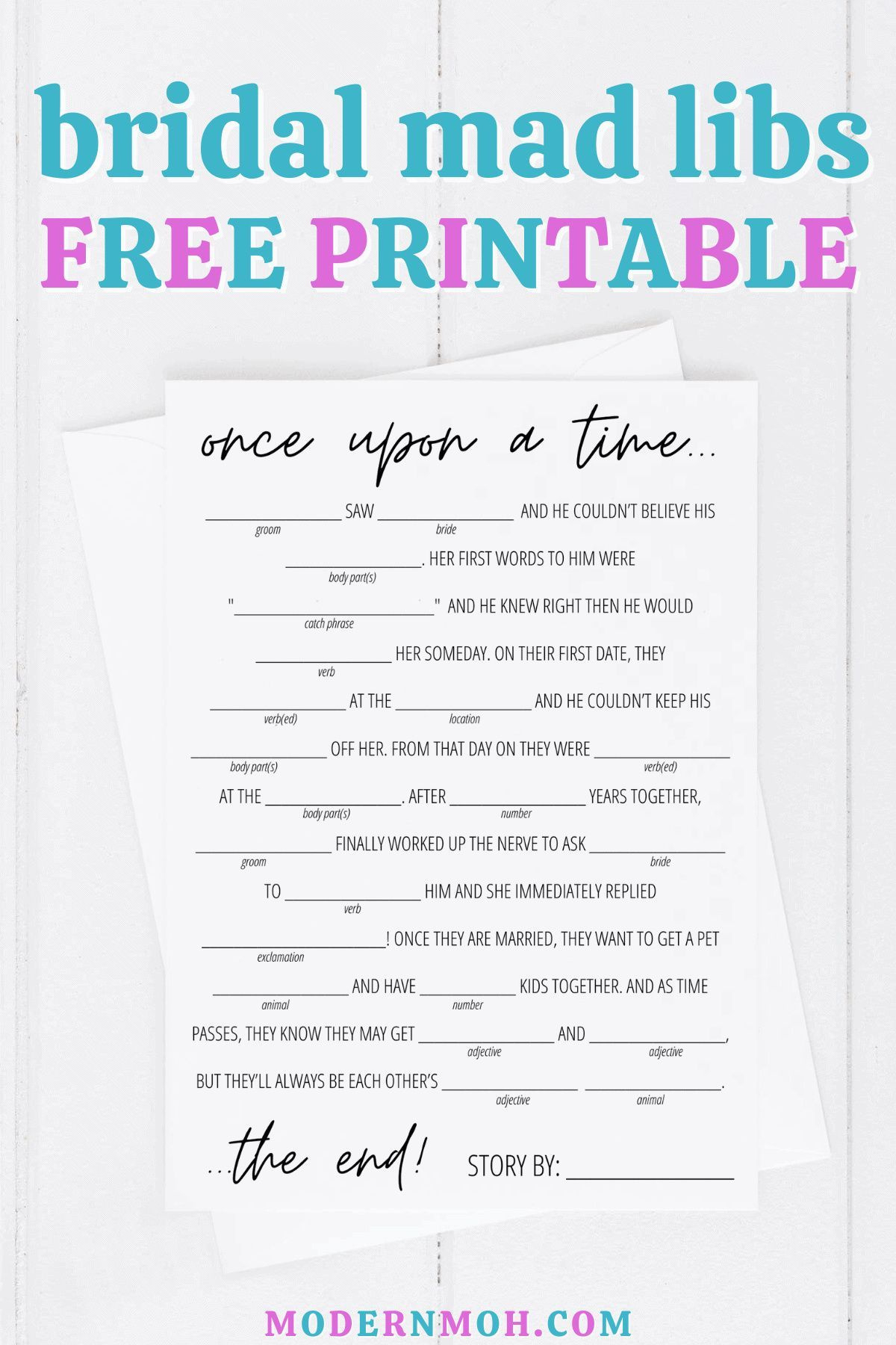 Bridal Shower Mad Libs Free Printable intended for Free Printable Funny Wedding Mad Libs Template