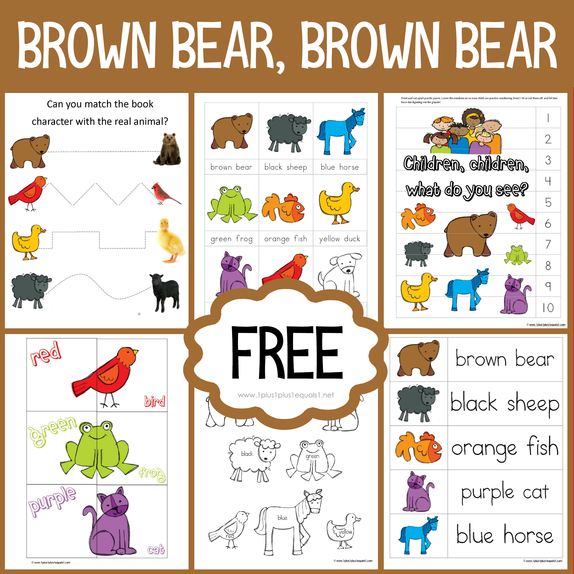 Brown Bear, Brown Bear Printables ~ Updated! - 1+1+1=1 with regard to Brown Bear Brown Bear Free Printables