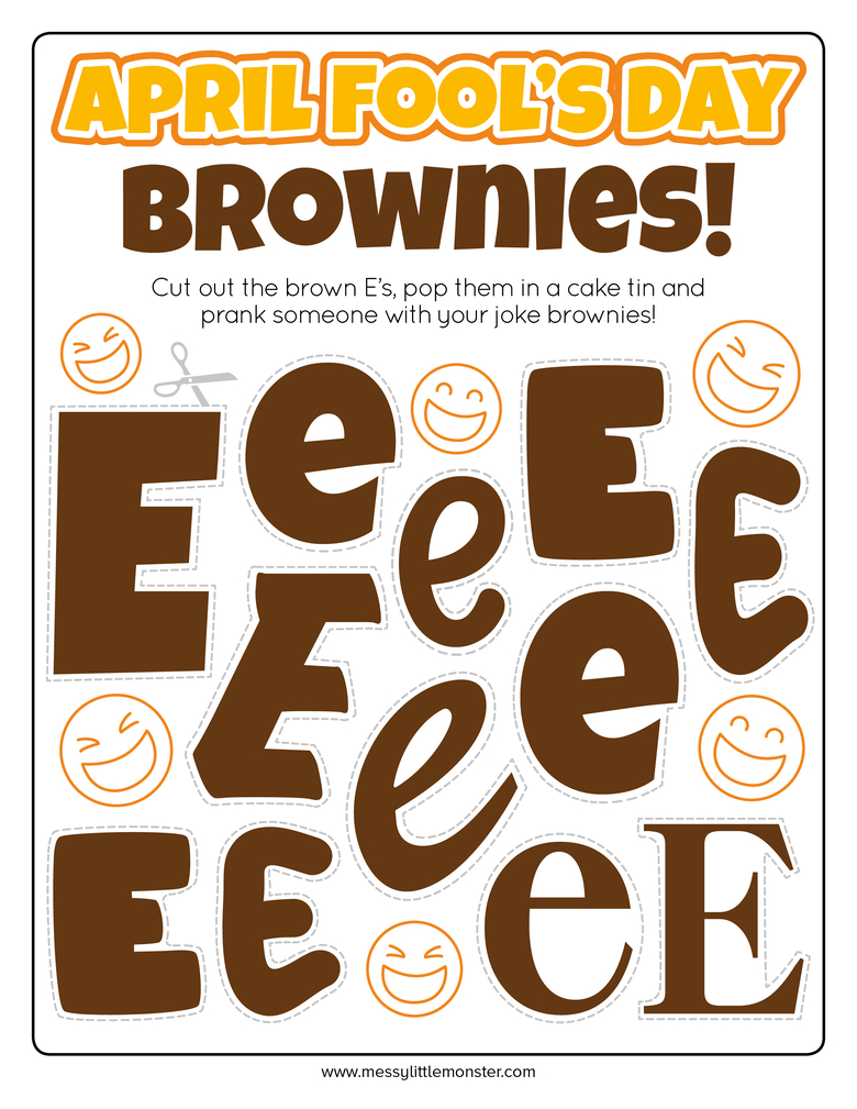 Brown E Prank - April Fools Activity - Messy Little Monster within Brown E Prank Printable