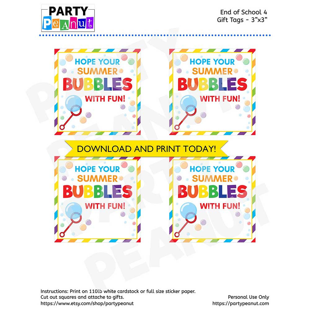 Bubble Wand Gift Tags - Party Peanut with Printable Bubble Gift Tags