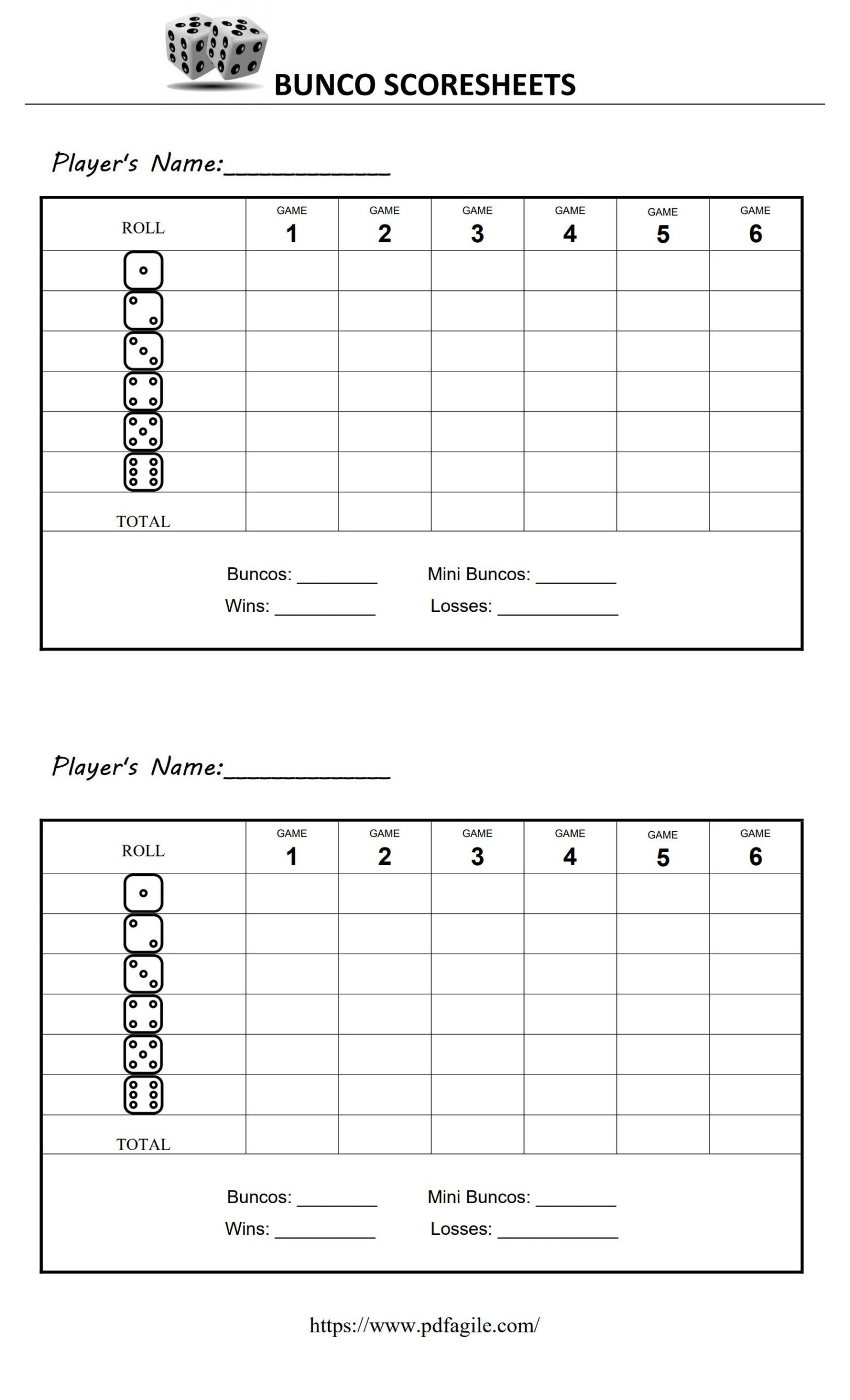 Bunco Scoresheet Template | Pdf Agile in Bunco Score Sheets Printable Free