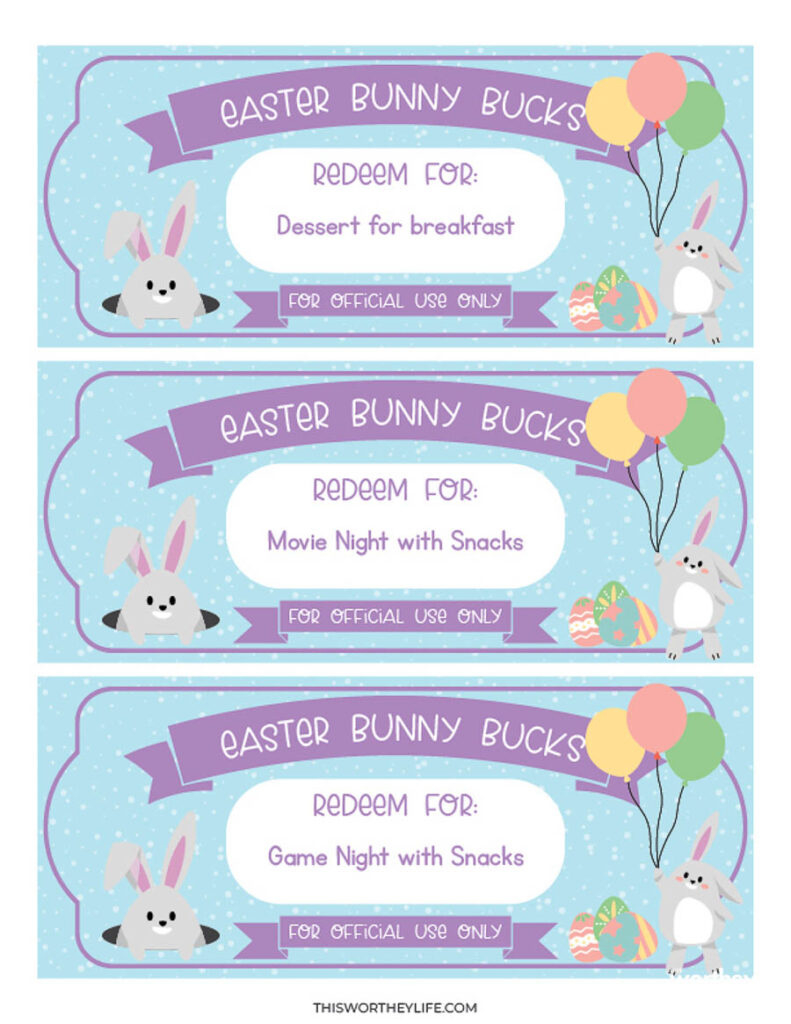 Bunny Bucks Printable + Free Template pertaining to Bunny Money Free Printable