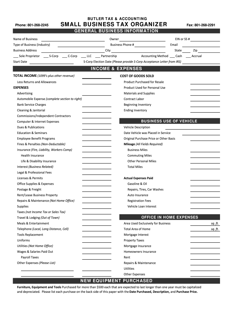 Business Tax Organizer Template: Fill Out &amp;amp; Sign Online | Dochub with regard to Free Printable Tax Organizer