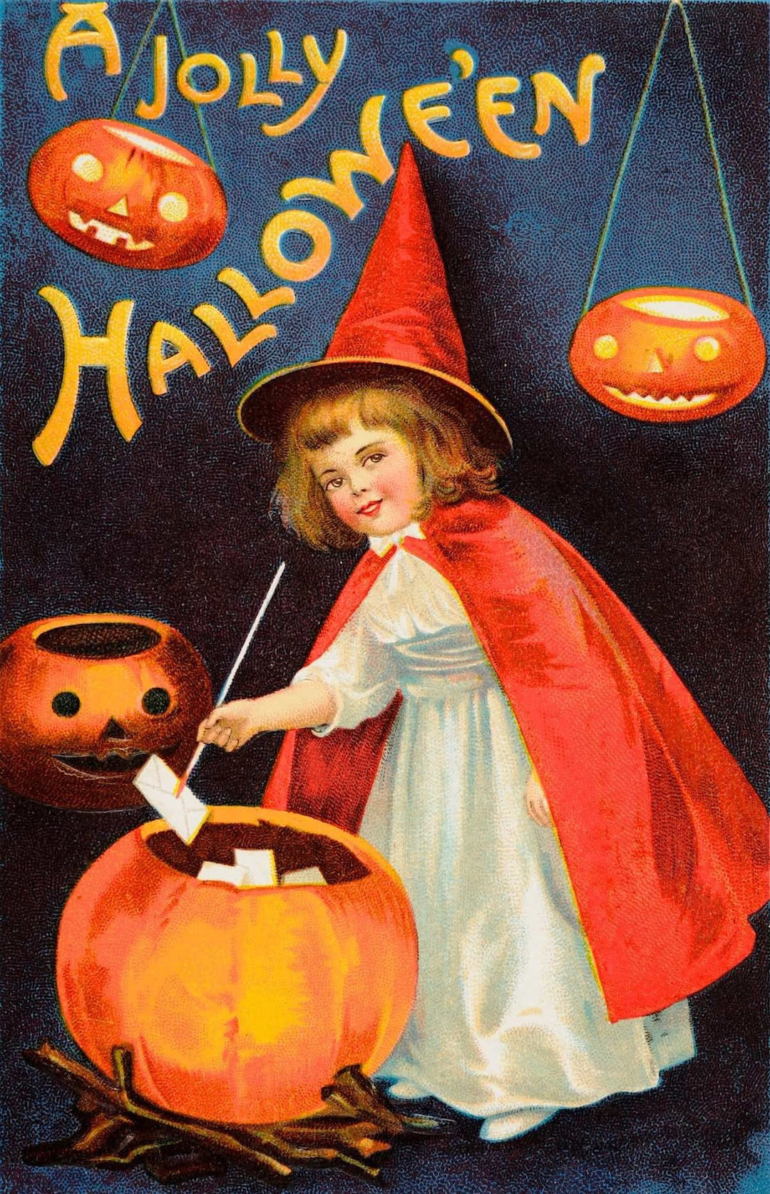 Buy Printable Vintage Halloween Card Circa 1910 Online In India - Etsy throughout Printable Vintage Halloween Cards