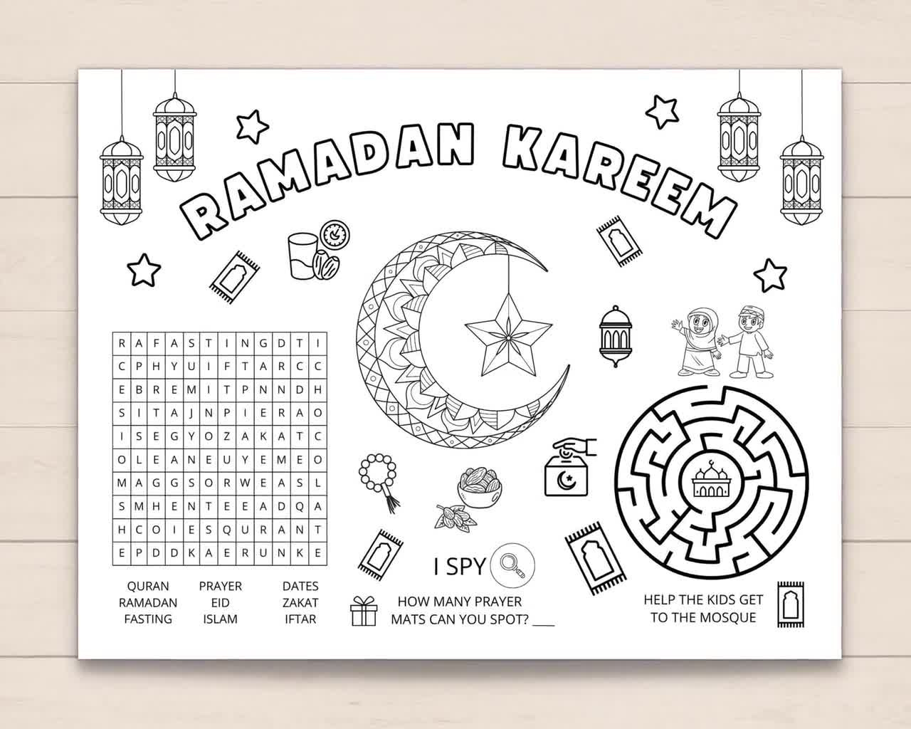 Buy Ramadan Placemat Printable, Ramadan Activity Placemat, Ramadan in Ramadan Placemat Printable