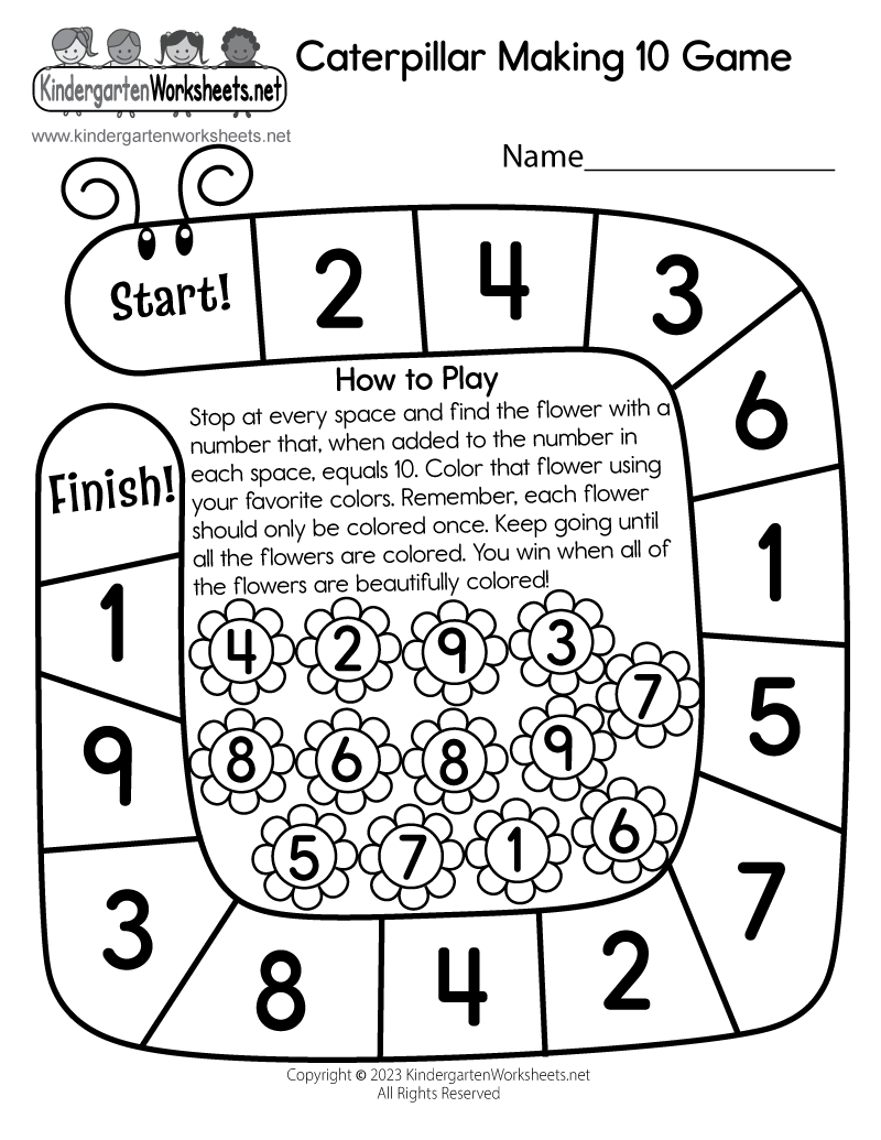 Caterpillar Making 10 Game Worksheet - Free Printable, Digital, &amp;amp; Pdf pertaining to Printable Spin The Wheel Making 10 Worksheet