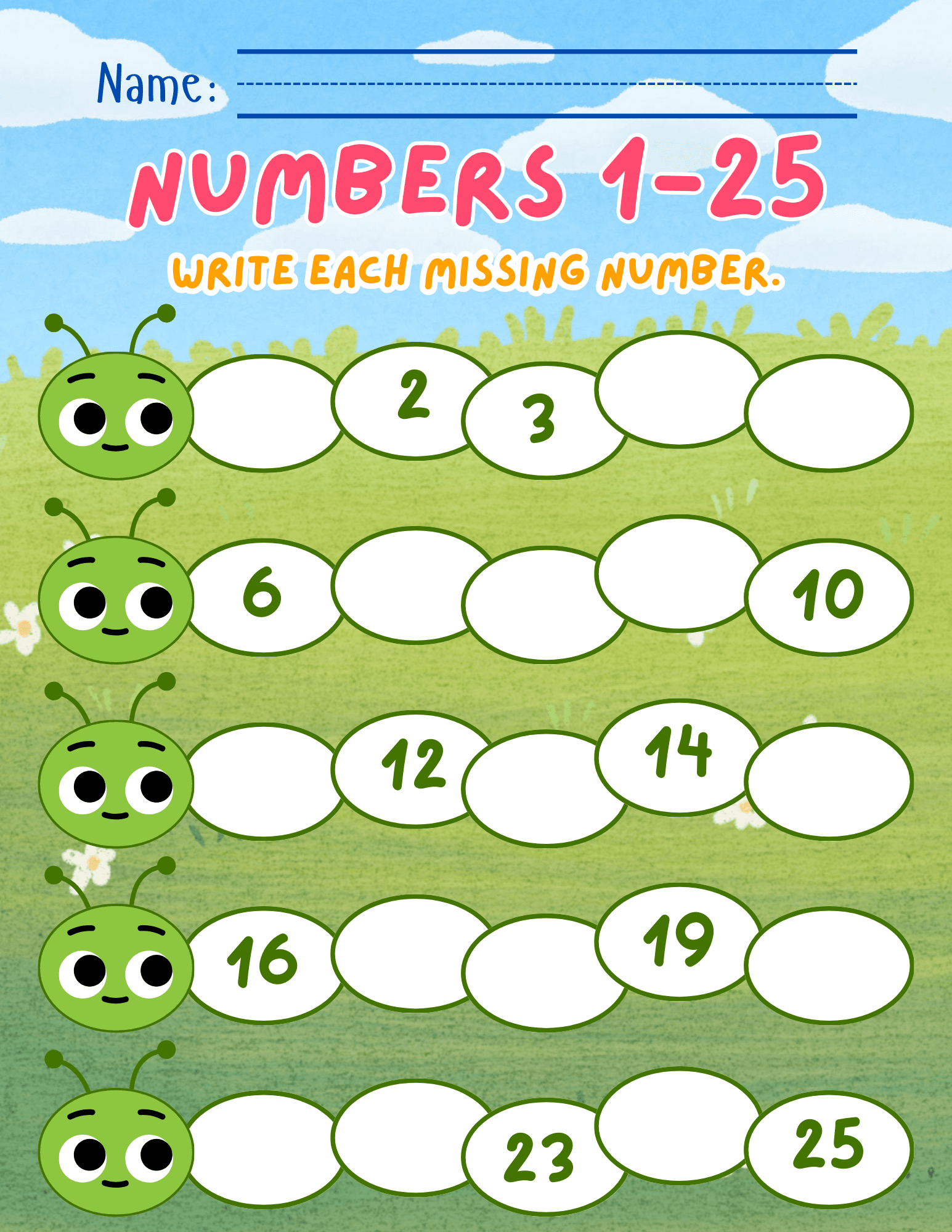 Caterpillar Themed - Missing Numbers Worksheetalessandra1 inside Caterpillar Missing Number Worksheet