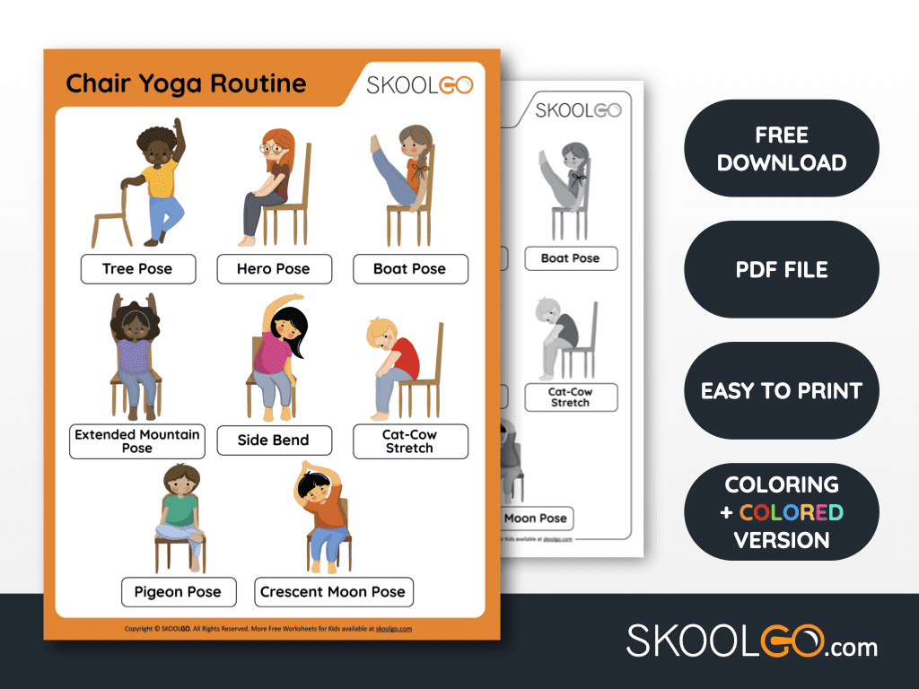 Chair Yoga Routine - Free Worksheet For Kids - Skoolgo intended for Free Printable Chair Yoga Exercises Free Download
