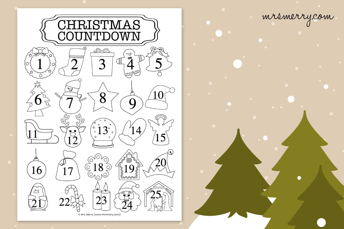 Christmas Countdown Printable | Coloring Christmas Calendar | Mrs with Christmas Countdown Free Printable
