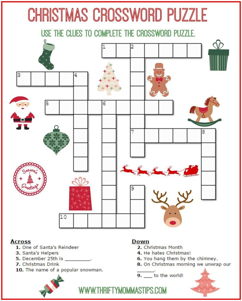 Christmas Crossword Puzzle Printable - Thrifty Momma&amp;#039;S Tips intended for Easy Christmas Crossword Puzzles Printable