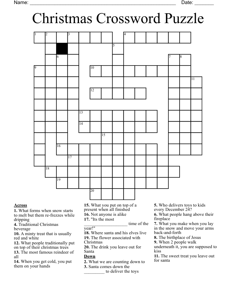 Christmas Crossword Puzzle - Wordmint in Crossword Puzzles Christmas Printable