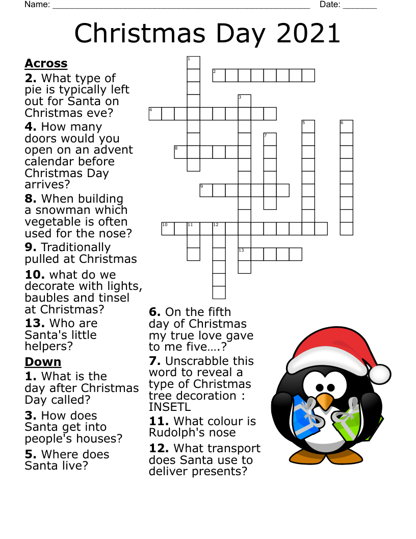 Christmas Crossword - Wordmint with regard to Christmas Crosswords Free Printable
