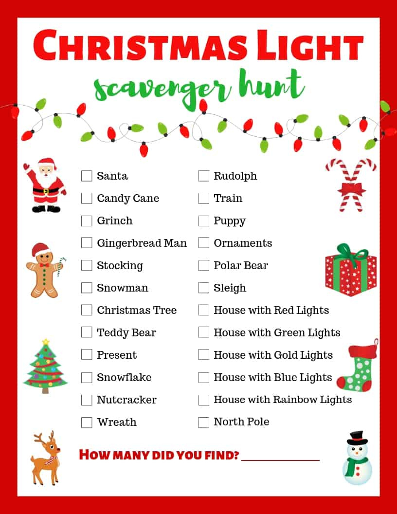 Christmas Light Scavenger Hunt - for Free Printable Christmas Light Scavenger Hunt Printable