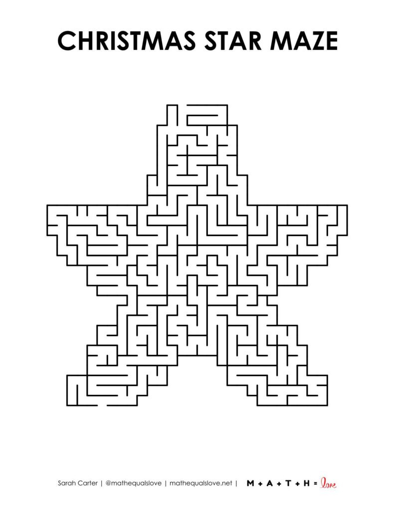 Christmas Star Maze [Free Printable Pdf] in Free Printable Christmas Maze