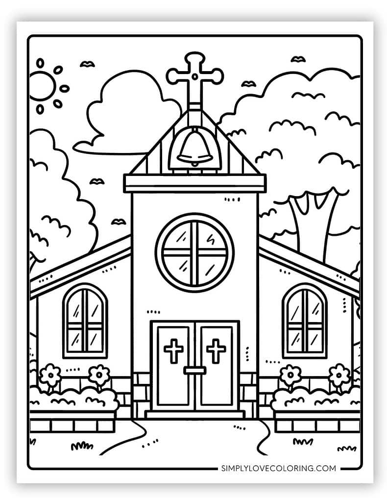 Church Coloring Pages (Free Pdf Printables) - Simply Love Coloring intended for Free Printable Coloring Pages Of Churches