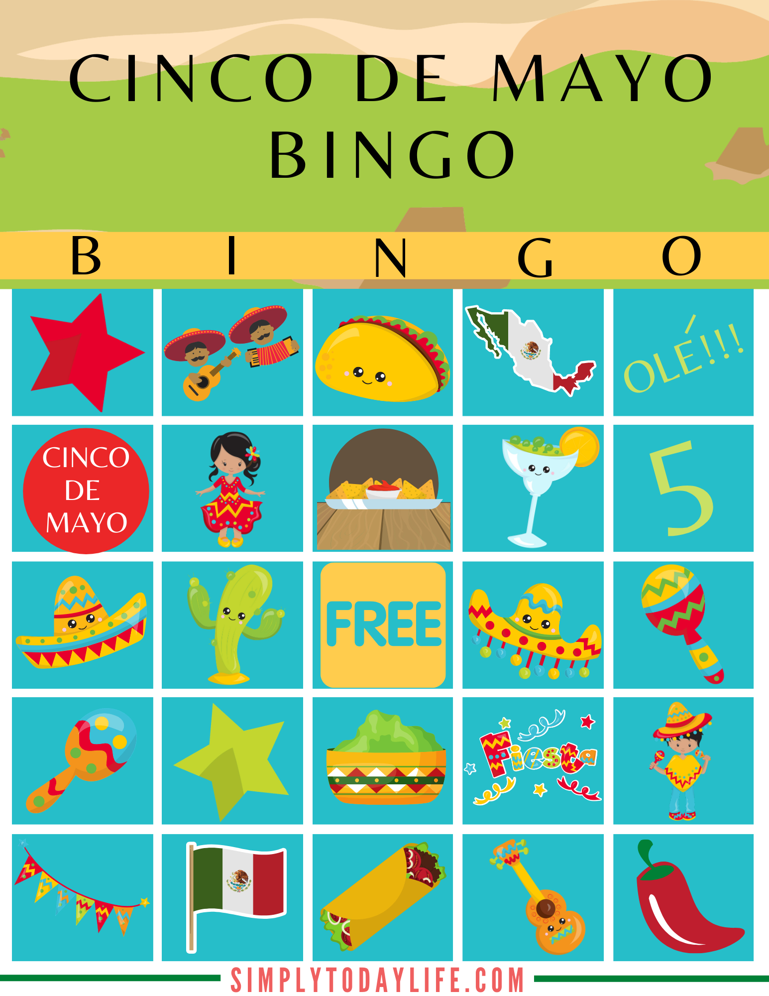 Cinco De Mayo Bingo Game Free Printable - Simply Today Life for Cinco De Mayo Bingo Free Printable