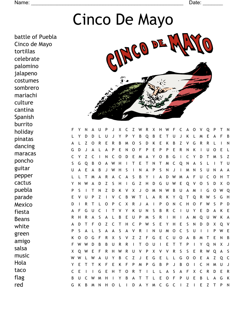 Cinco De Mayo Word Search - Wordmint within Cinco De Mayo Word Search Free Printable