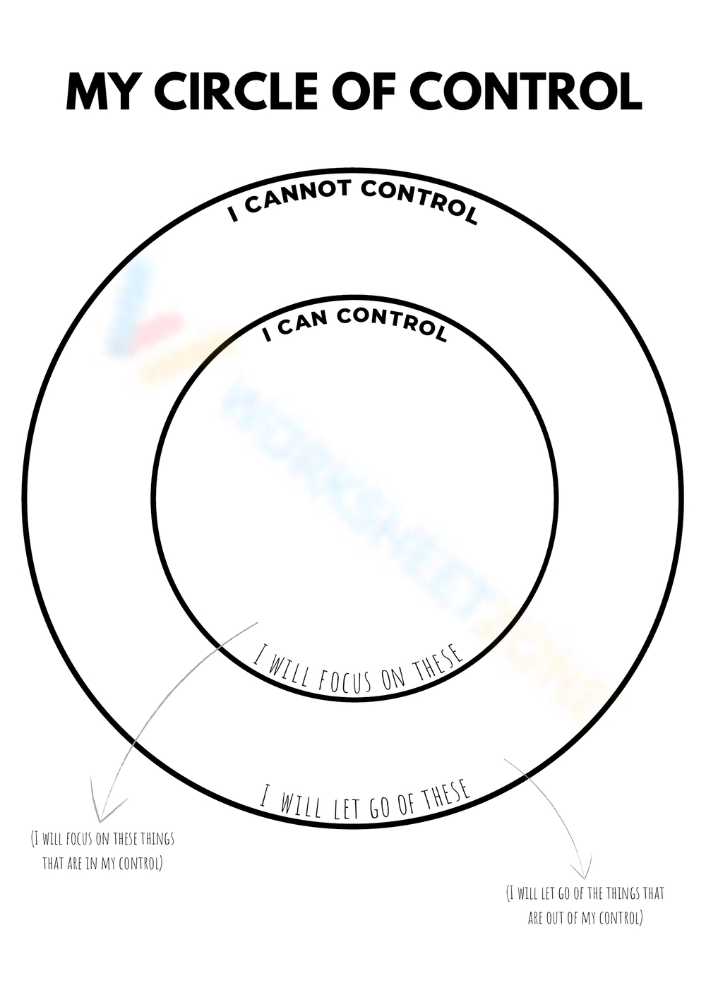 Circle Of Control Printable throughout Circle of Control Worksheet Printable