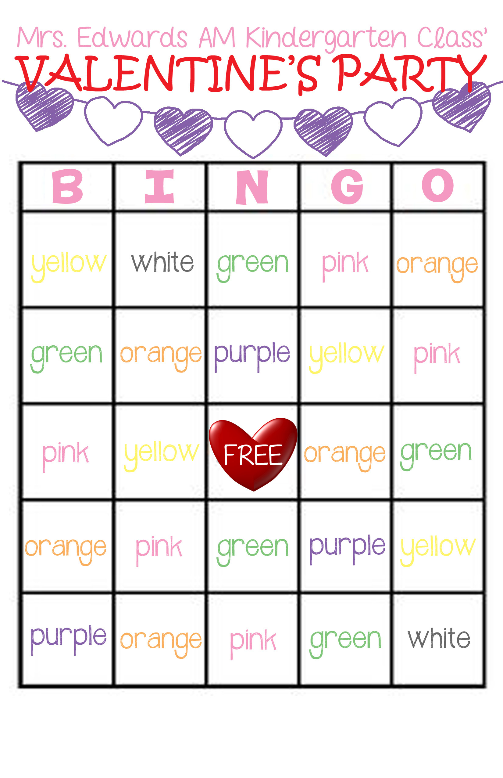 Classroom Valentine&amp;#039;S Party Bingo Game - Free Printable • Jeni Ro pertaining to Valentine Bingo Cards Free Printable