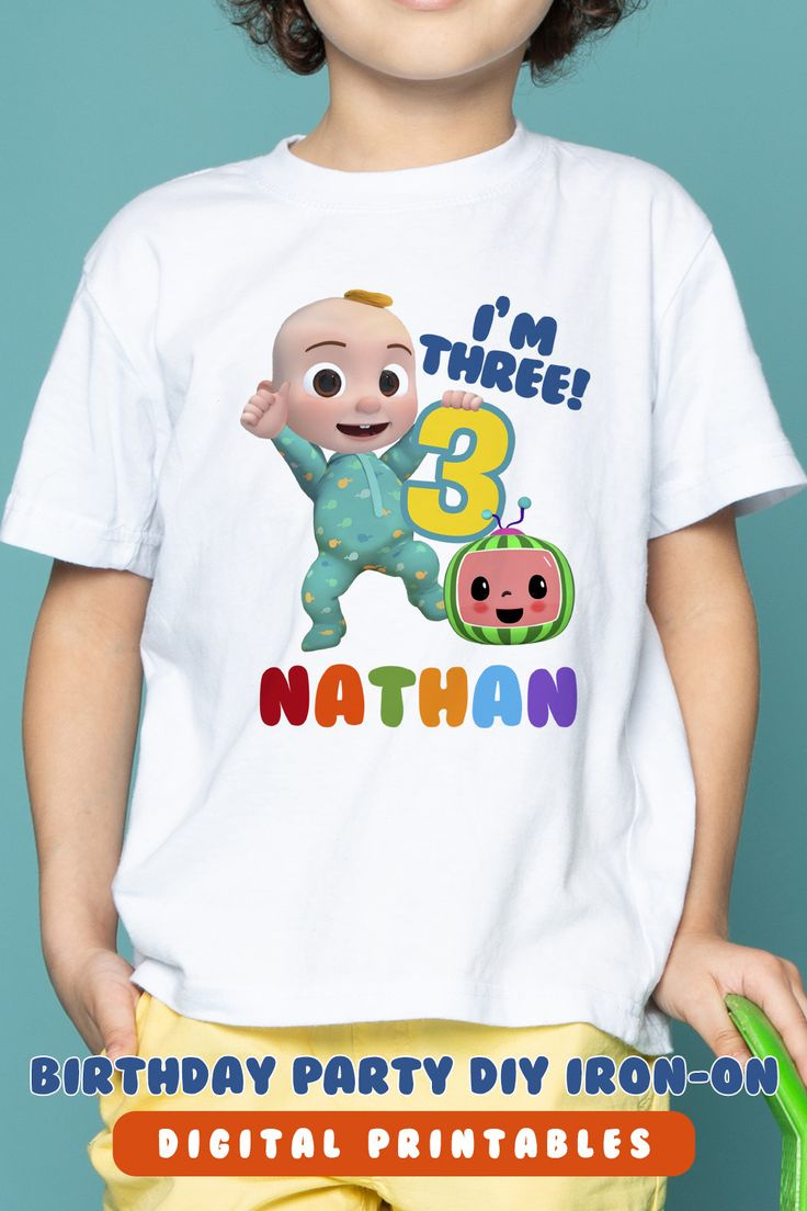 Cocomelon Party Printable T-Shirt Iron On Transfer - Personalized in Printable Cocomelon Birthday Shirt