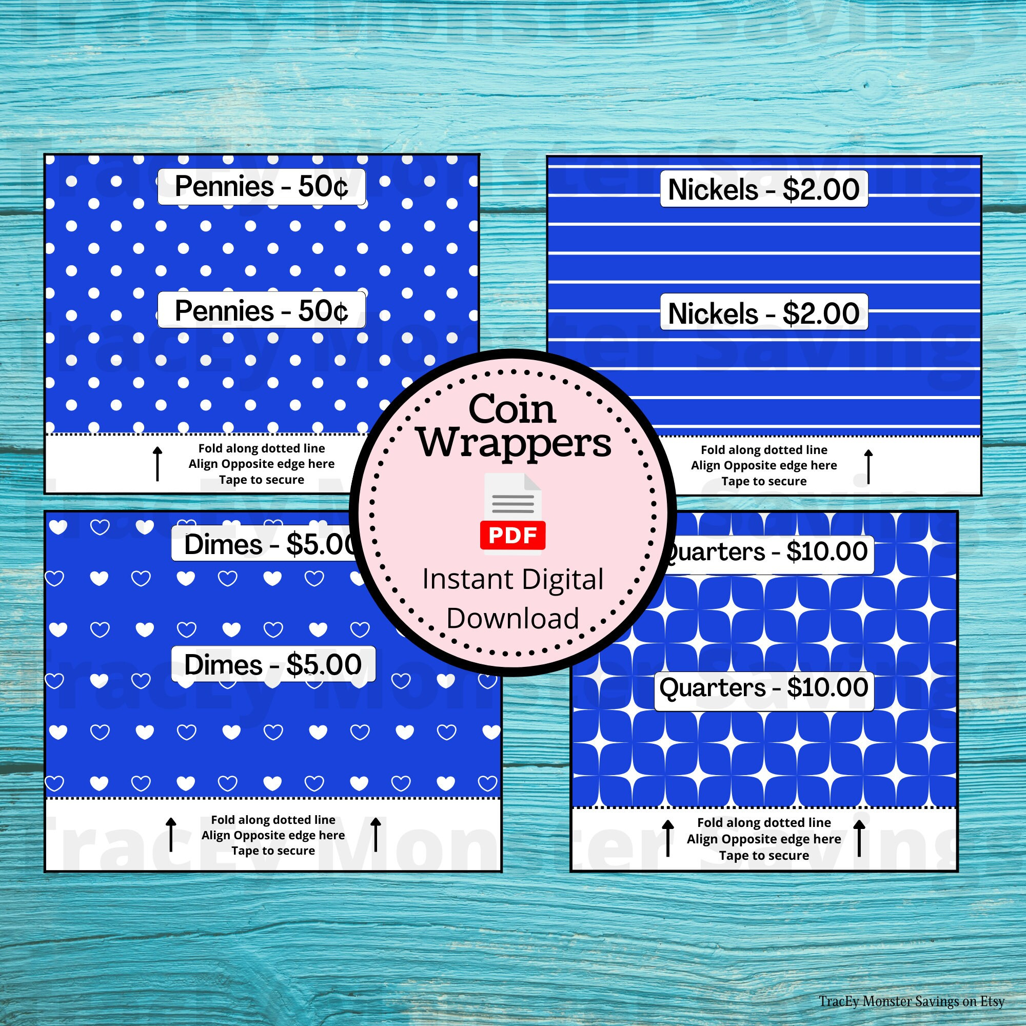 Coin Roll Wrappers For Us Currency - Blue | Assembly Required with Wrapper Template Free Printable Coin Wrappers