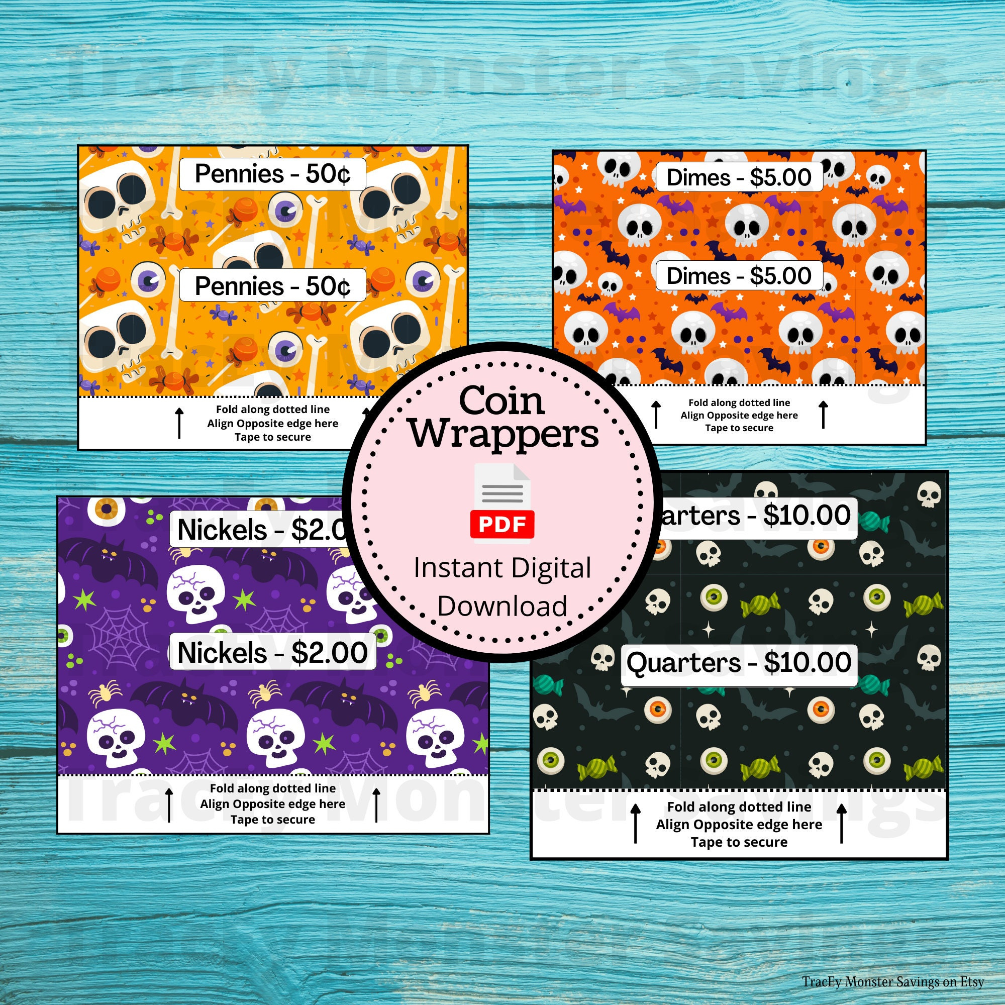 Coin Roll Wrappers For Us Currency - Skulls | Assembly Required inside Wrapper Template Free Printable Coin Wrappers