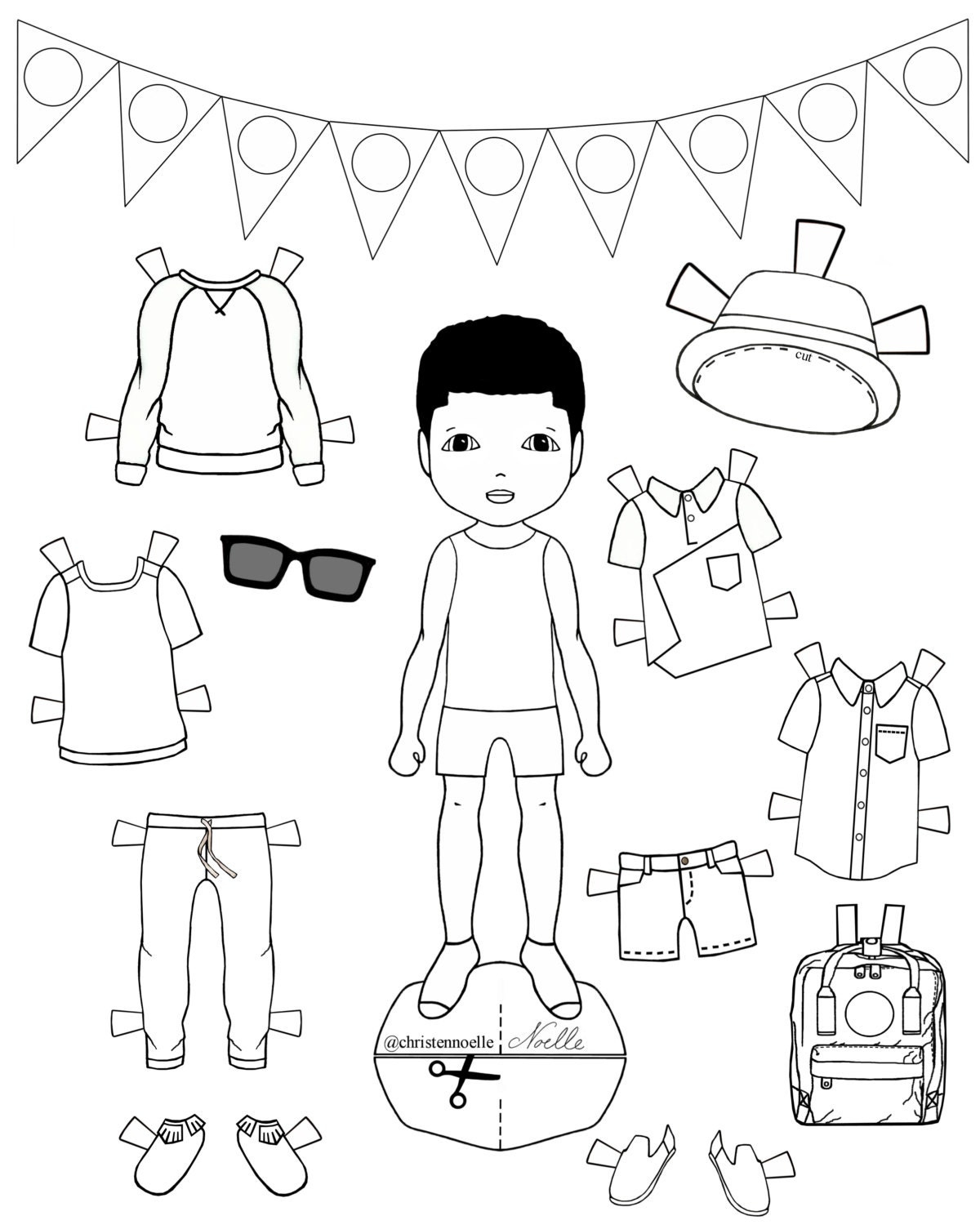 Color Me, Printable Black And White Paper Dolls, Hand Drawn pertaining to Printable Black and White Paper Dolls