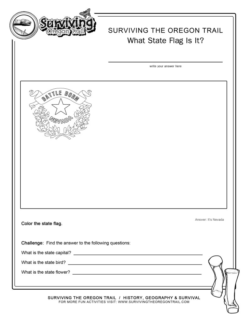 Coloring Page State Flag Nevada Printable Worksheet - Surviving with Printable Nevada State Flag