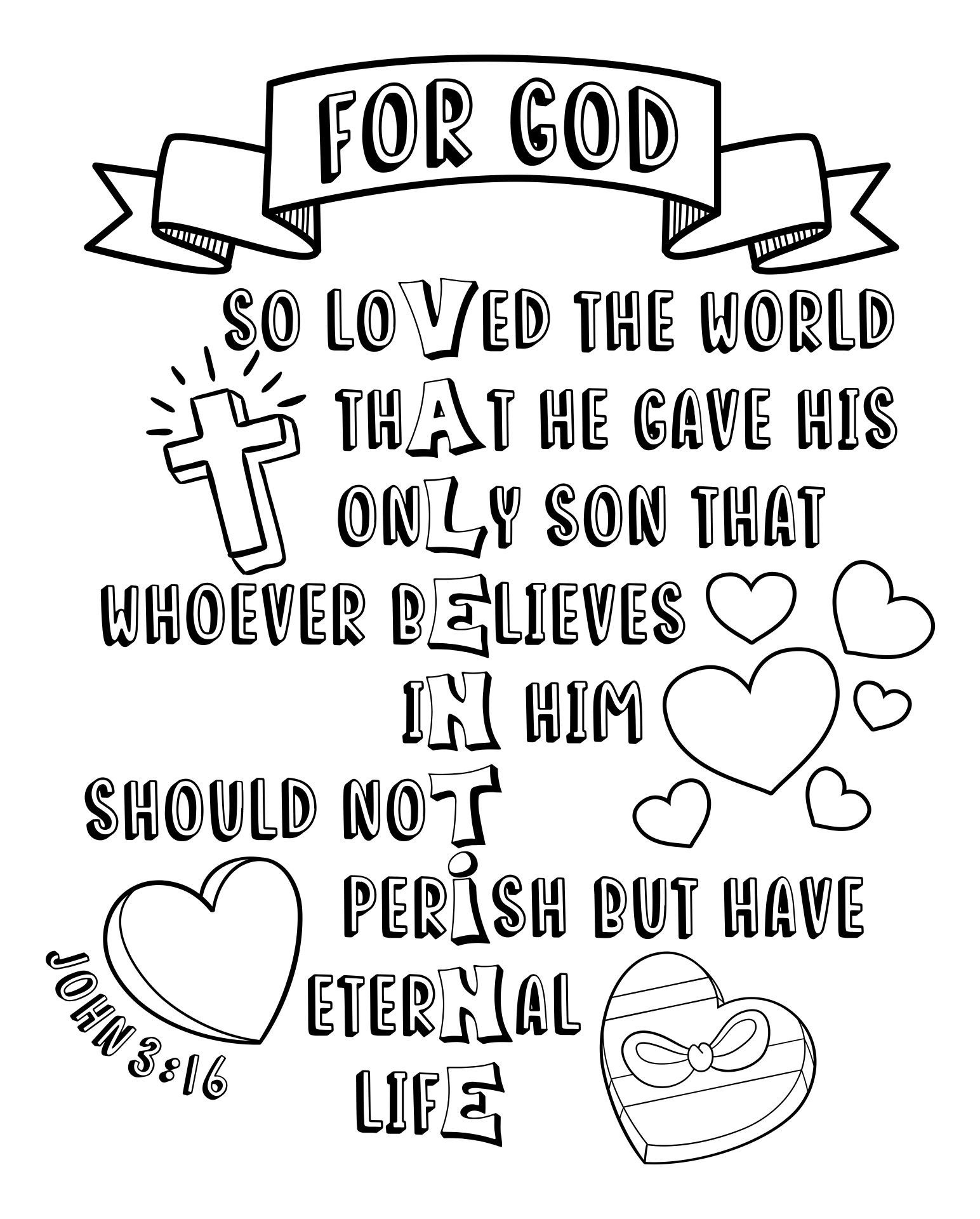 Coloring Page With John 3 16 - 10 Free Pdf Printables | Printablee with John 3 16 Printable