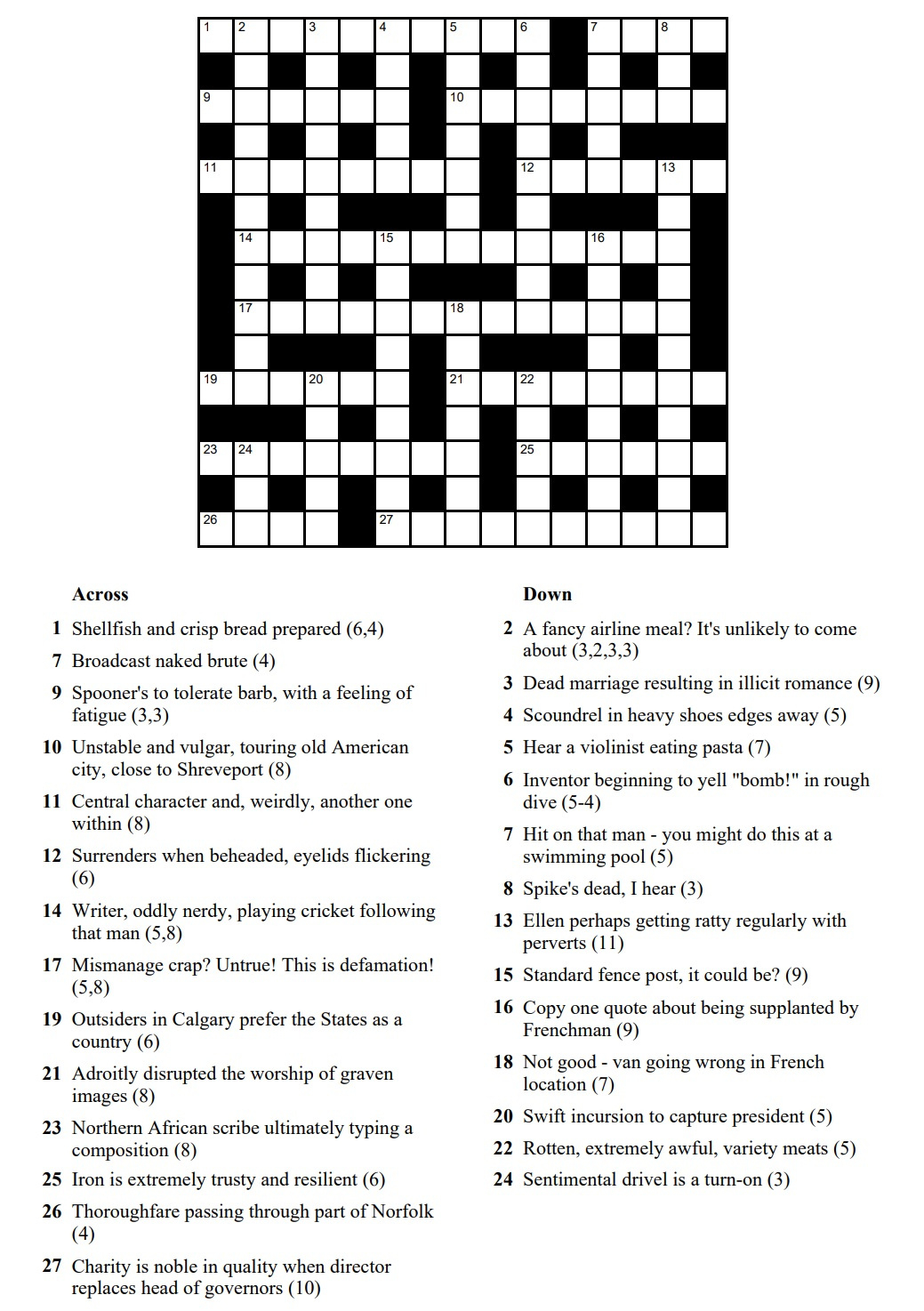 Commoner Crosswords | Free Cryptic Crosswords And Cryptic Quizzes for Free Printable Cryptic Crosswords