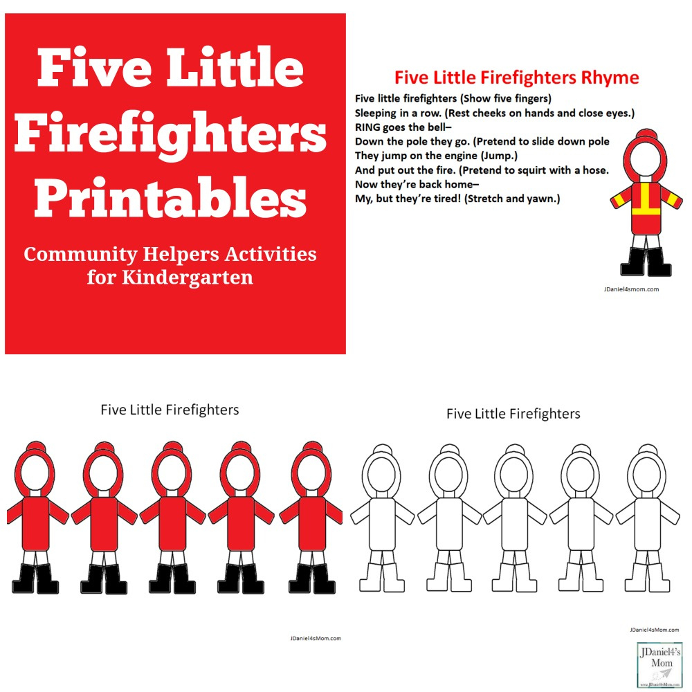 Community Helpers Activities For Kindergarten Featuring Firefighters pertaining to Five Little Firefighters Poem Printable