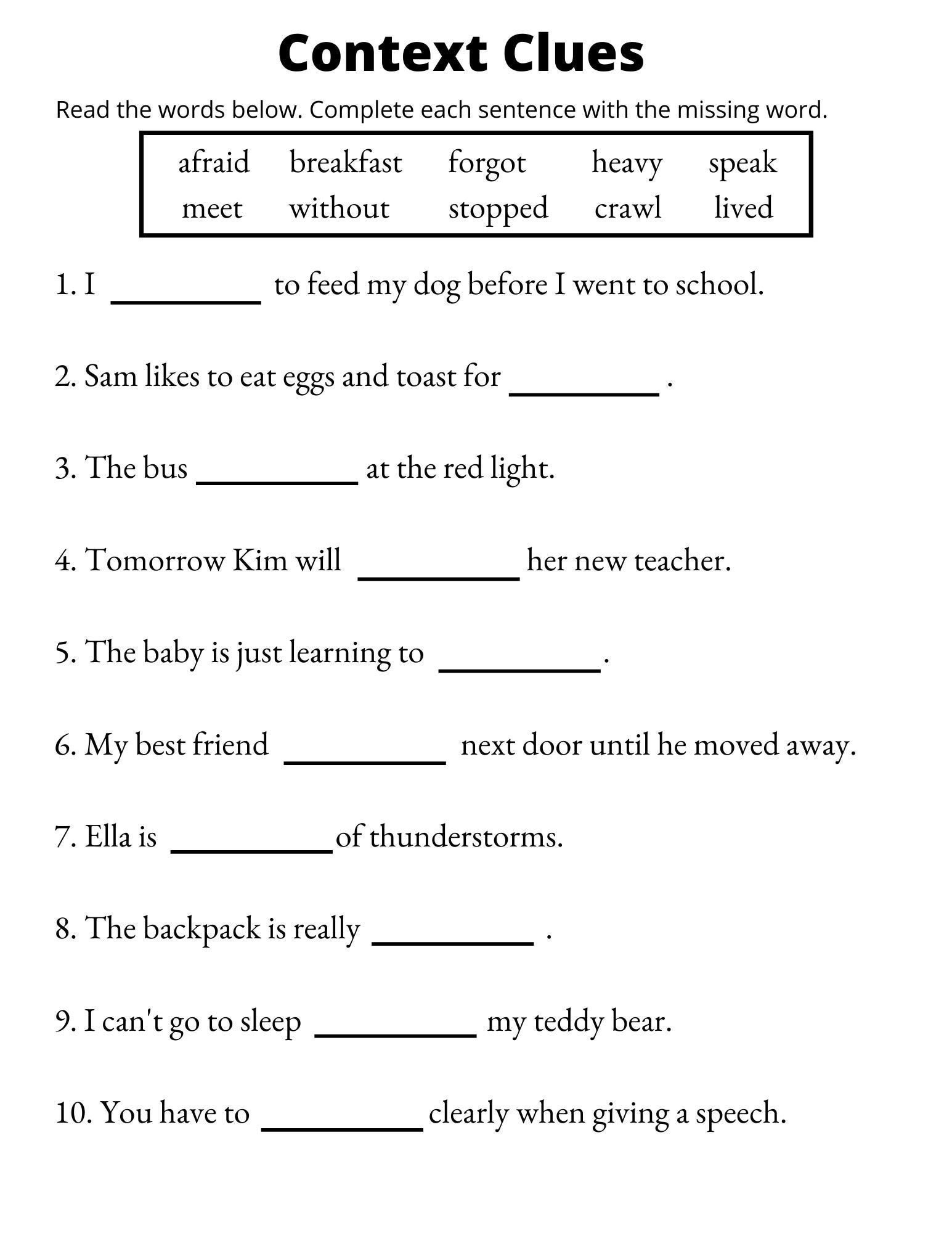 Context Clues Worksheets - Vocabulary - Printable - 1St Through with Vocabulary Printable Worksheets For Grade 3