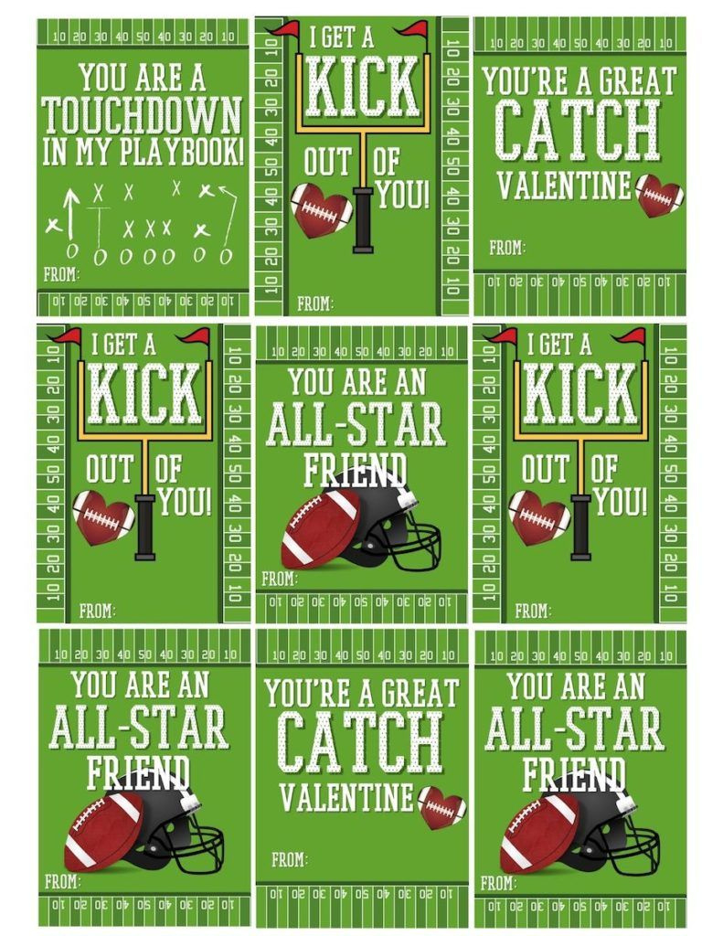 Cool Football Valentine Card Free Printables - Originalmom for Free Football Valentine Printable