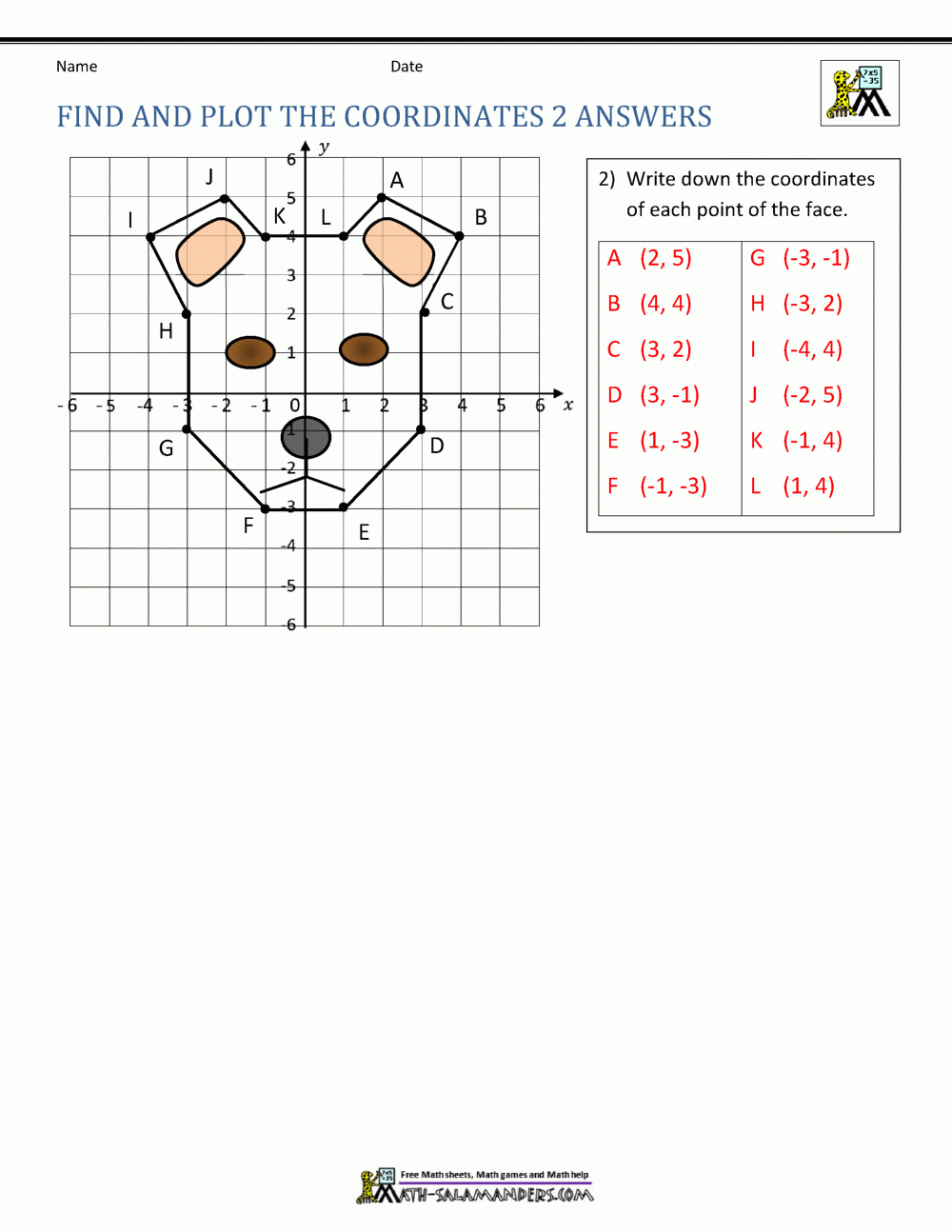 Coordinate Plane Worksheets - 4 Quadrants pertaining to Printable Animal Coordinates Worksheet