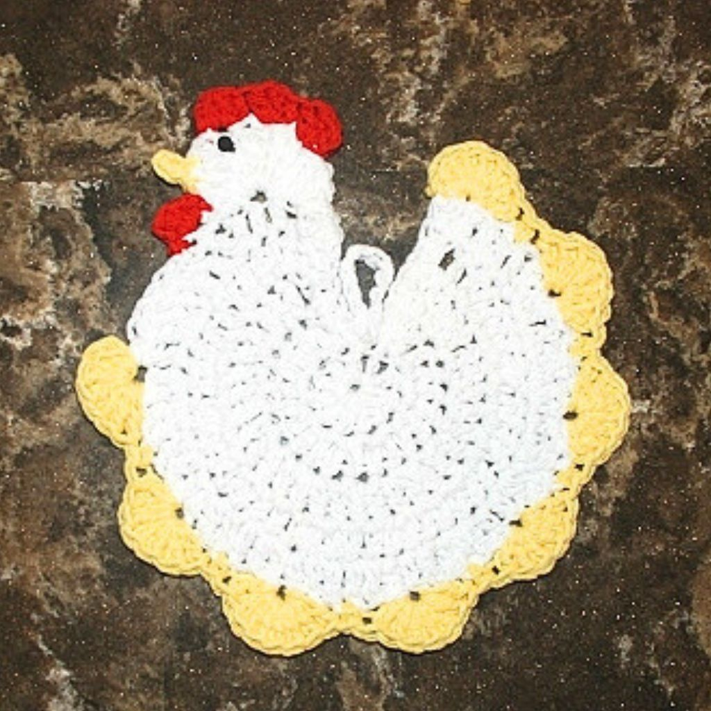 Crochet A Stunning Chicken Potholder: Step-By-Step Tutorial - Amys with Rooster Printable Free Crochet Chicken Potholder Pattern