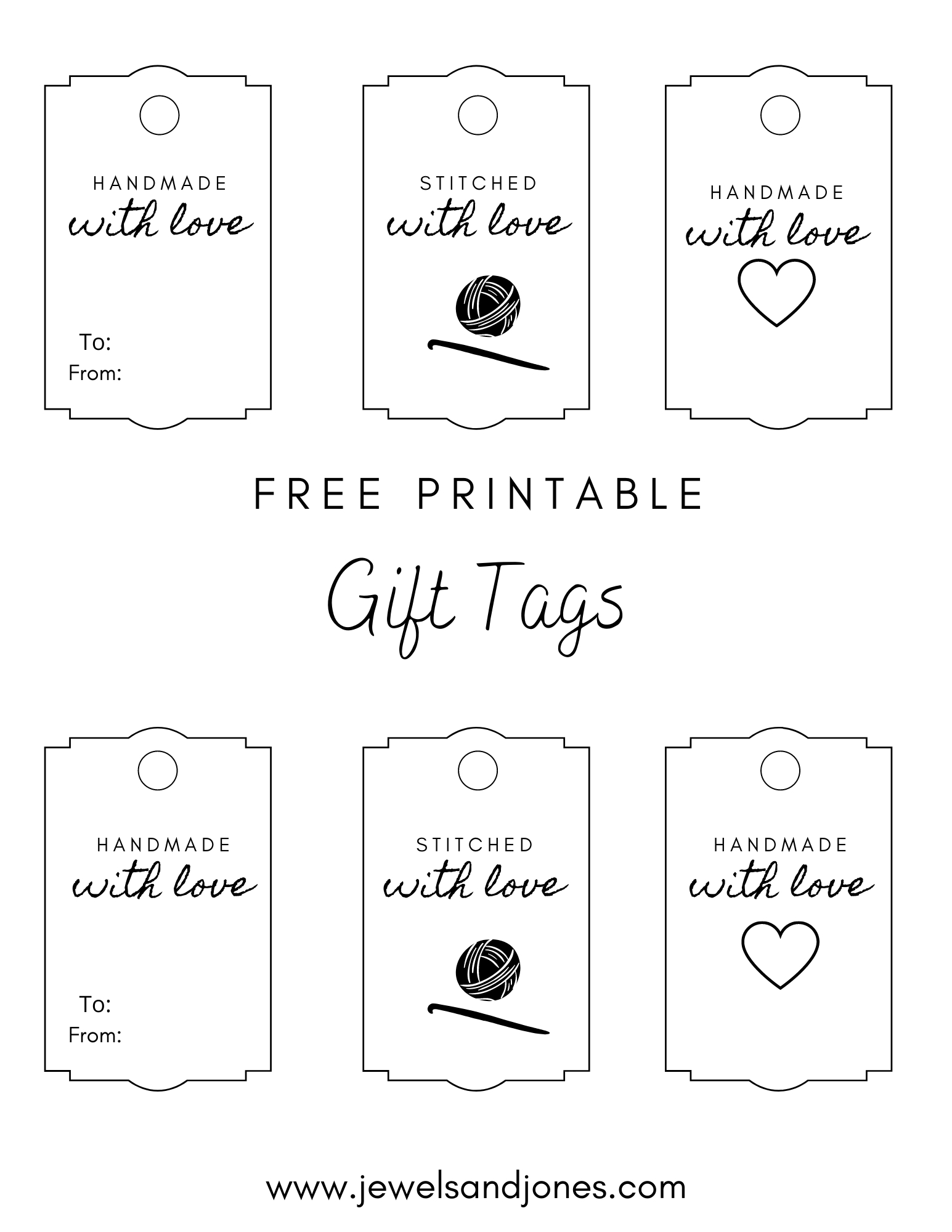 Crochet Gift Tags - Free Printable - Jewels And Jones within Free Printable Handmade With Love Printable Tags