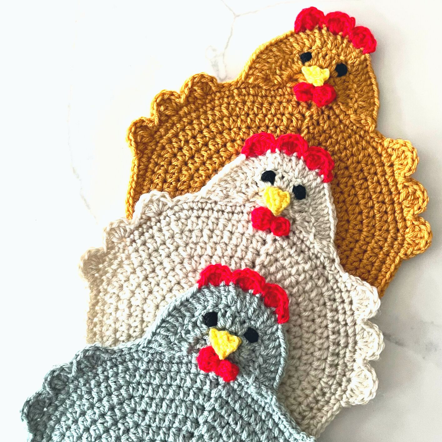 Crochet Patterns Galore - Farmhouse Chicken Potholder for Rooster Printable Free Crochet Chicken Potholder Pattern
