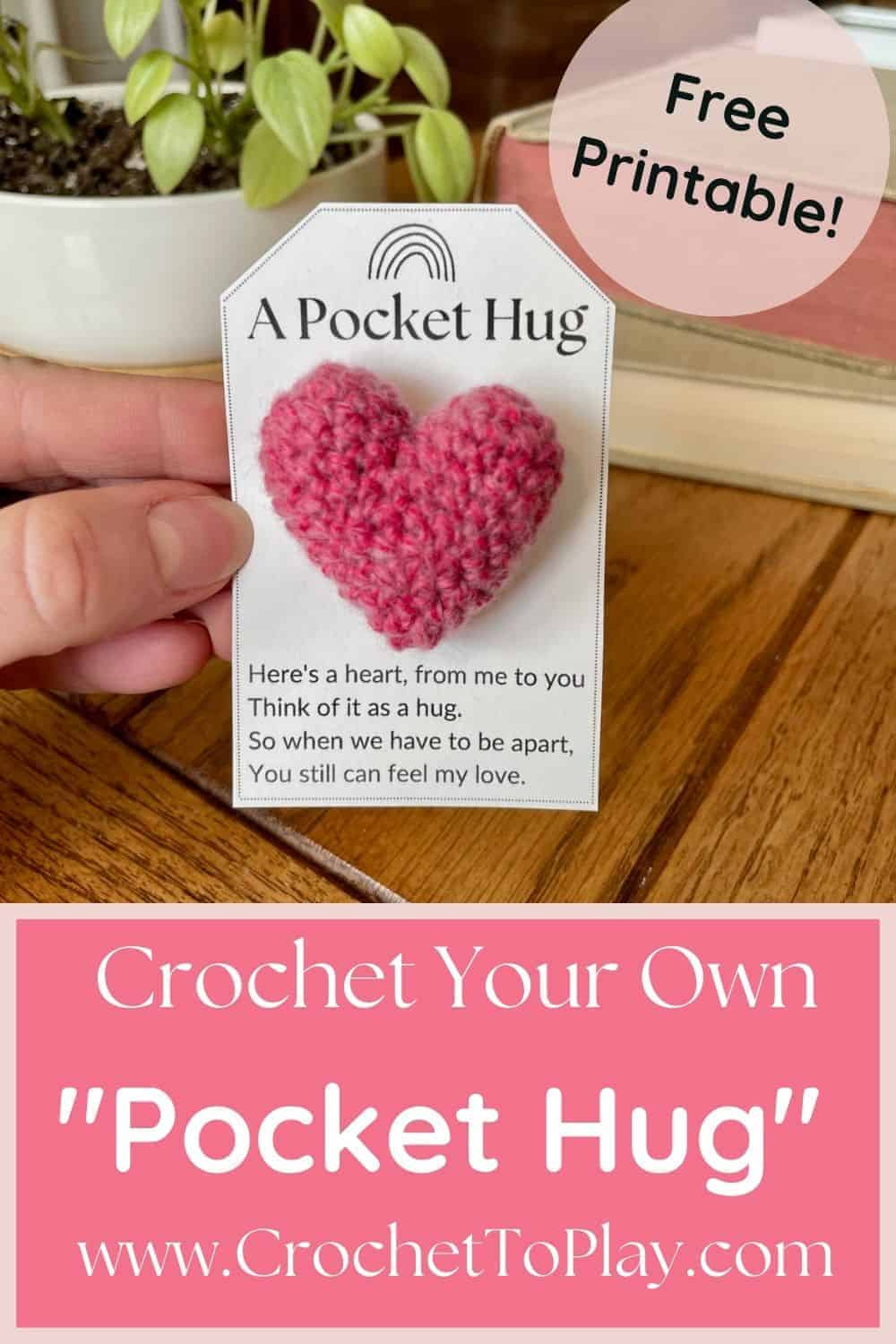 Crochet Pocket Hug Printable - Crochet To Play inside Free Printable Pocket Hug Cards