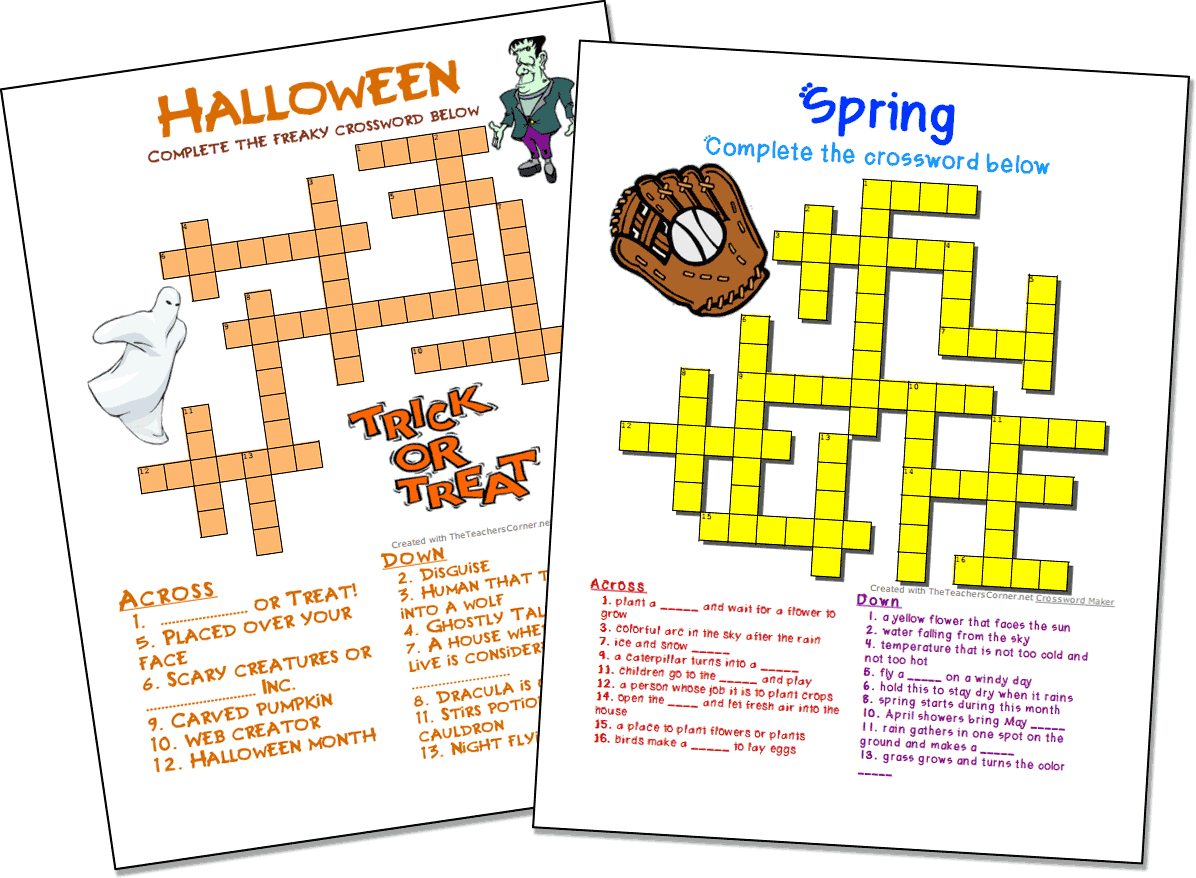 Crossword Puzzle Maker | World Famous From The Teacher&amp;#039;S Corner with Free Crossword Puzzles Printable Maker