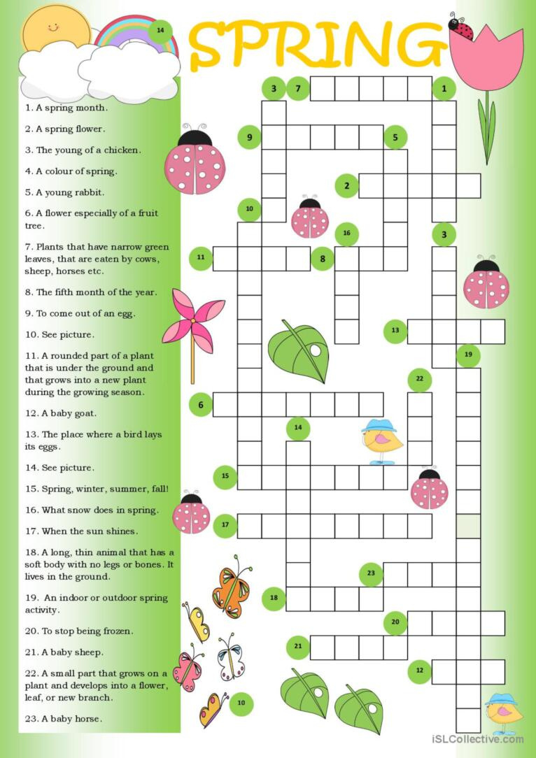 Crossword Spring Crossword: English Esl Worksheets Pdf &amp;amp; Doc within Esl Crosswords Printable