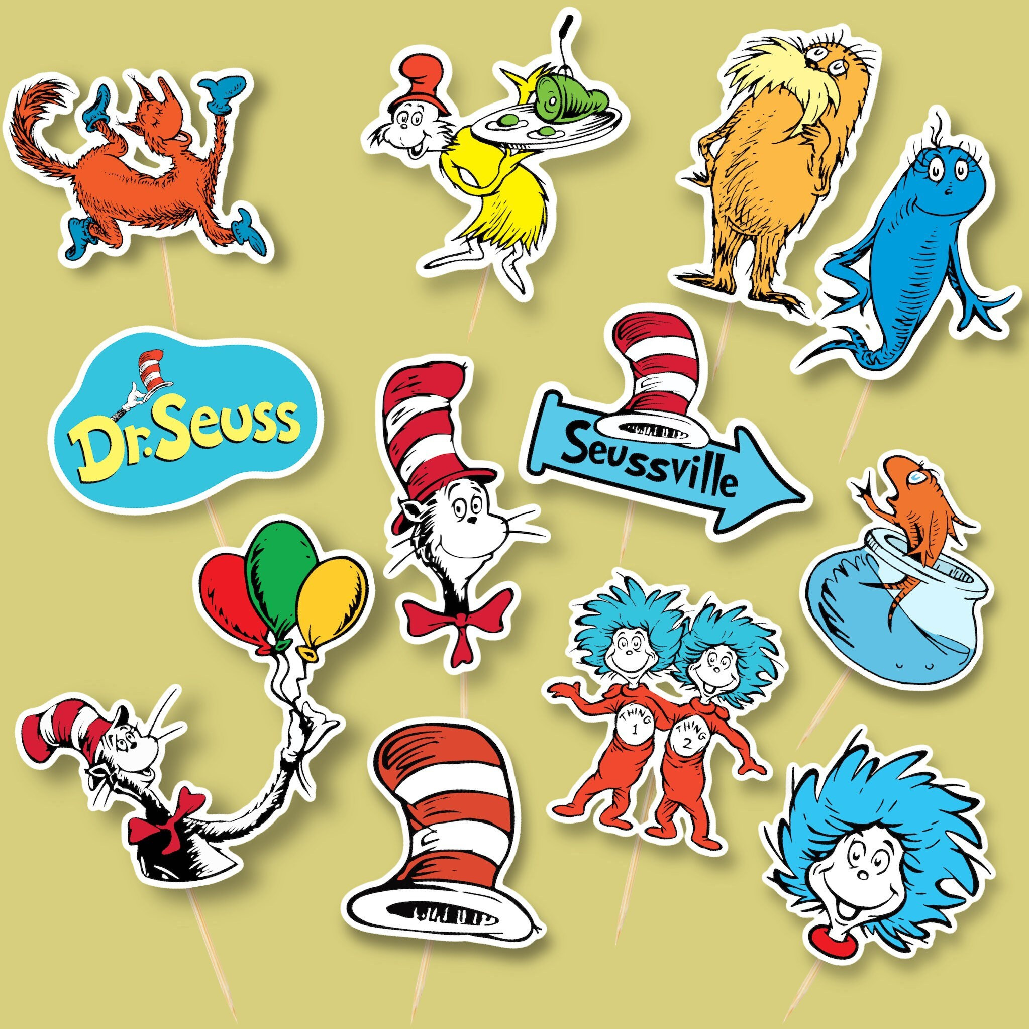 Cupcake Toppers, School Cupcake Toppers, Abc Dr Seuss, Green Eggs inside Dr Seuss Cupcake Toppers Printable