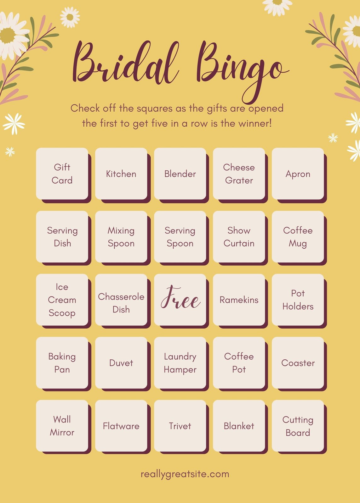 Customize 44+ Bridal Shower Bingo Card Templates Online - Canva in Printable Bridal Bingo Cards