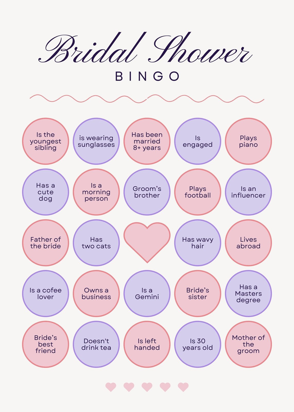 Customize 44+ Bridal Shower Bingo Card Templates Online - Canva within Printable Bridal Bingo Cards