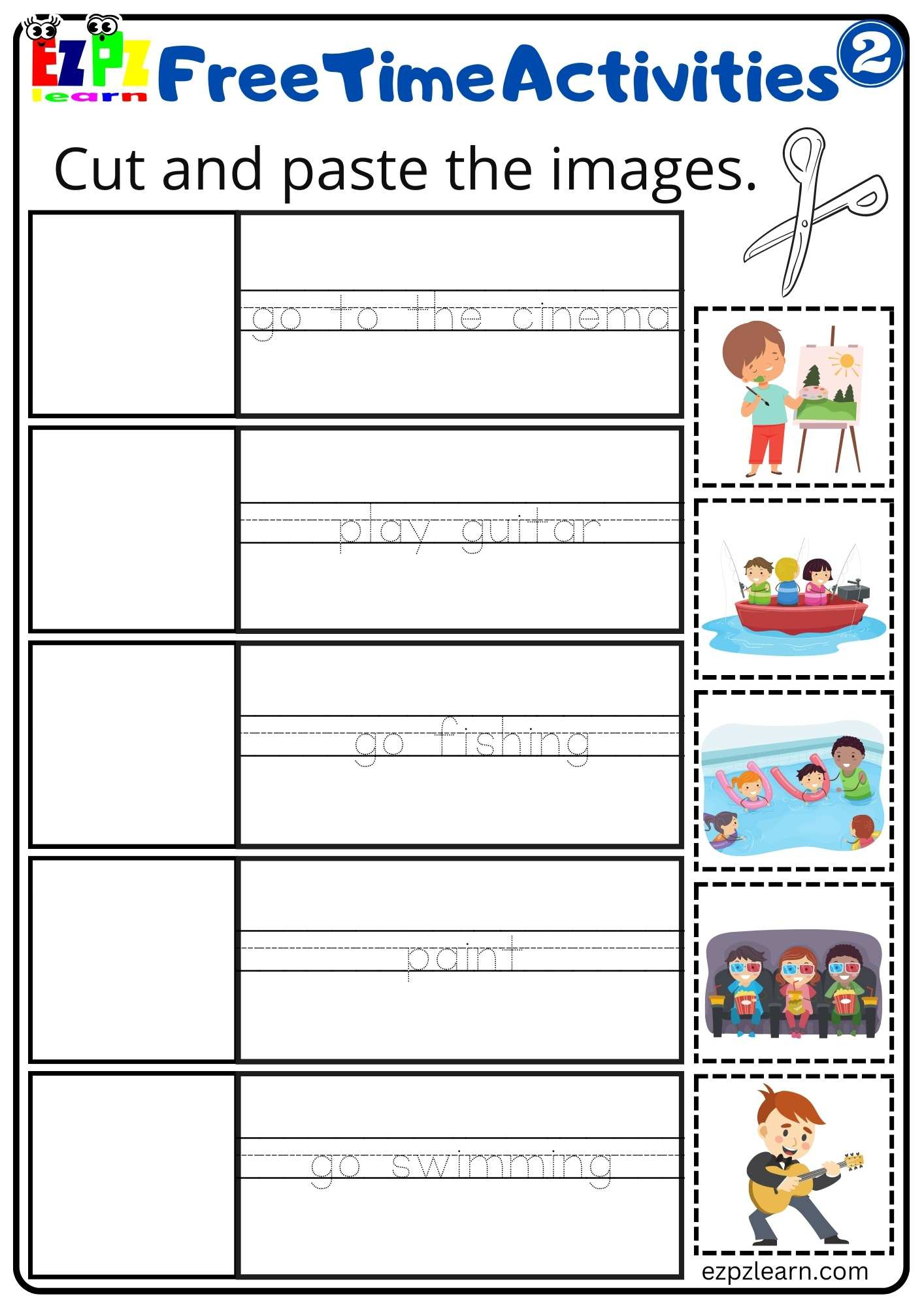 Cut And Paste Activity For Children And Esl Students Pdf Download within Printable Cut and Paste Time Worksheet